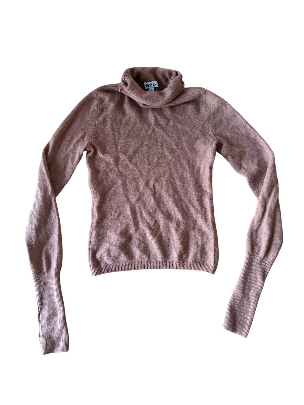 525 America Cashmere Sweater Tan Roll Turtle Neck Thumb Holes
